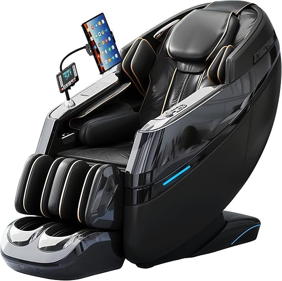 Full-Body Massage Chair, 4D Shiatsu Massage Recliner with Footrest and Bluetooth Functionality(Noir)