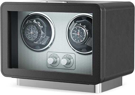 Zyncove Double Watch Winder, Automatic Watch Winder Box for 2 Watches - Self Winding with Quiet Motor with quiet motor with rotation settings for Women and Men Mechanical Watch