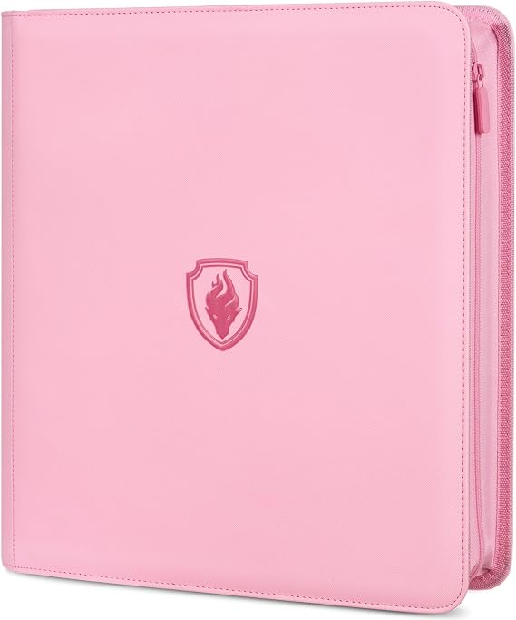 Fabmaker Premium Zip Card Binder 12 Pockets 912 Pockets Trading Card Binder PU Zipper Card Collection Album Heavy Duty Side Loading Card Book Holder for MTG TCG Gaming Card Sport Card Pink
