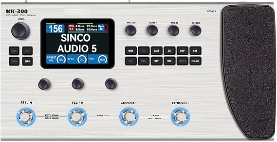 Guitar Multi Effect Pedal, M Huge Guitar Effect Processor 120 AMP Model Drum Machine Loop MIDI Interface RE AMP Base Accessories Multi Effect Processor Pedal