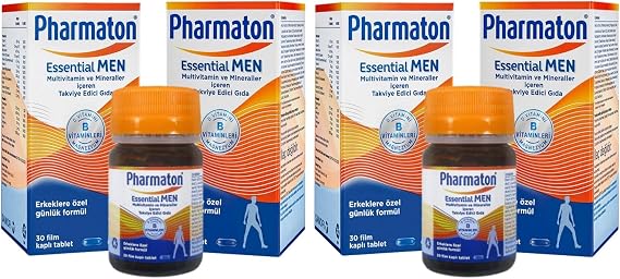 Pharmaton Essential Men, 30 Tablet (Magnezyum, Vitamin B, Vitamin D, Multivitamin ve Mineraller) (2 paketi)