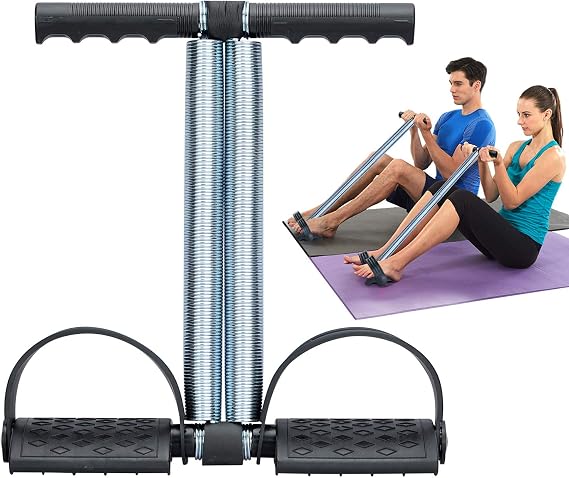 Elastic Sit Up Pull Rope Dual Spring Tension Foot Pedal Abdomen Leg Exerciser Tummy Trimmer Equipment Bodybuilding Expander for Fitness Yoga Training