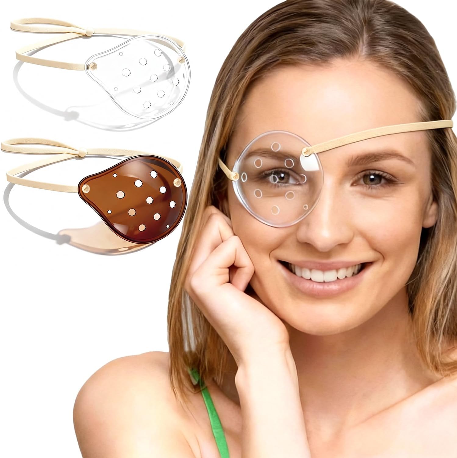 2 Pcs Cataract Surgery Eye Shield with Adjustable Strap,1 Clear Medical Eye Patch+1 Dark 3D Cover for Sleeping After Post Surgery,Block Out Some Sunlight,Less Sensitivity (Right Eye)
