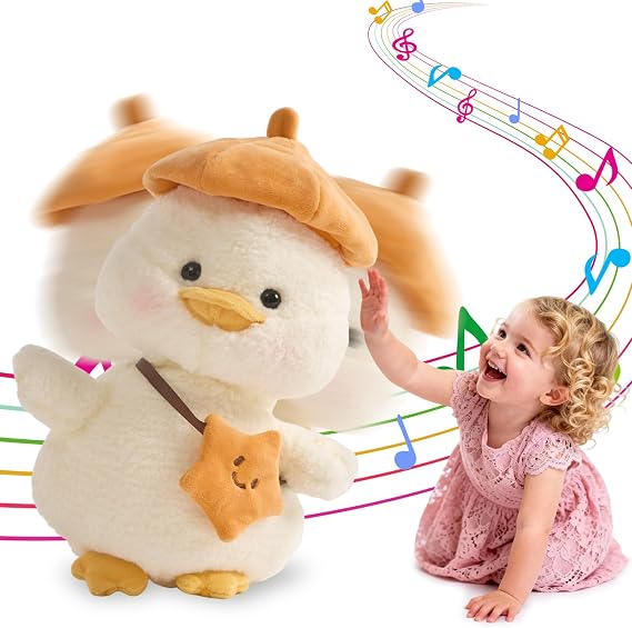 Plush Interactive Talking Duck Toy for Baby Toddler, Boys Girls Gifts Singing Mimicking Recording Repeating What You Say,Head Sway Duck with 8 English Songs for Toddlers 1-3 Years Old