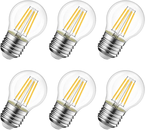 LVWIT Bombillas Golf de Filamento LED E27 (Casquillo Gordo) - 4W Equivalente a 40W, 470 Lúmenes, Color Blanco Cálido 2700K, Bombilla Retro Vintage. No Regulable - Pack de 6 Unidades.