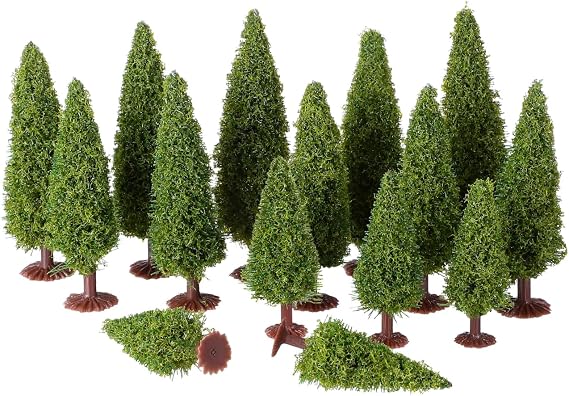 15pcs Tree Model Train Sand Tray Miniatures Plants Decor Miniature Cedar Tree Model Landscape Mini s for Crafts Woodland Scenics s Woman Small Pine Christmas