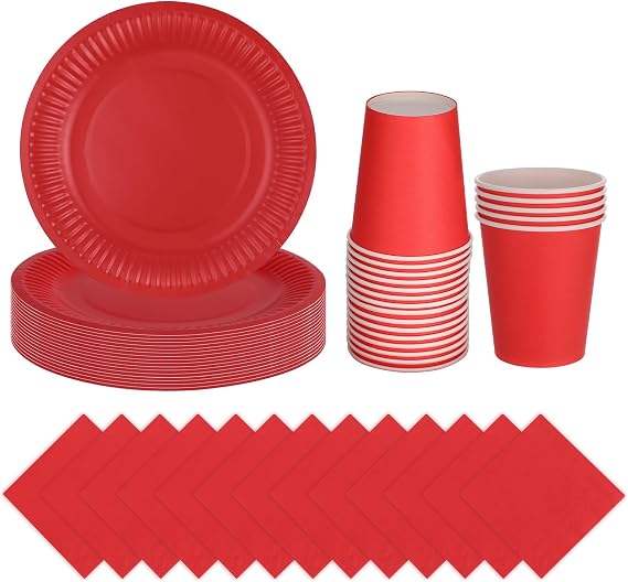 saerryor 60Pcs Party Tableware Set Red