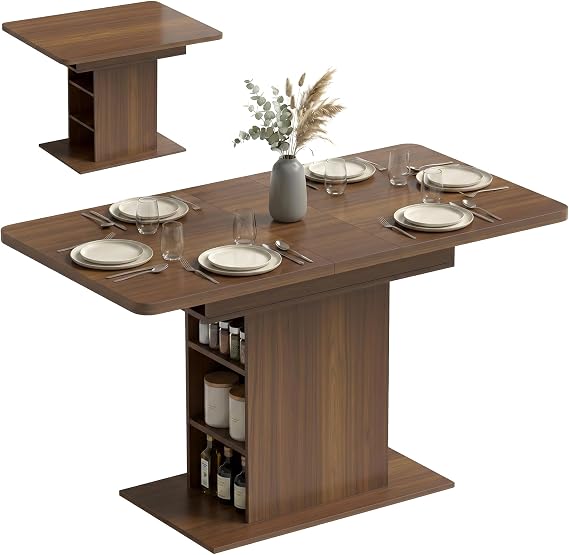 HOMCOM Extendable Dining Table for 4-6 People 110-130cm Walnut Brown