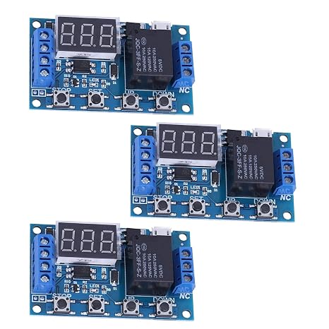 Timer Module Timer Relay Module Time Delay Relay DC 5-30 V LED Display Delay One Trigger Cycle Delay Timer Switch Supports Micro USB 5.0 V Power Supply Pack of 3