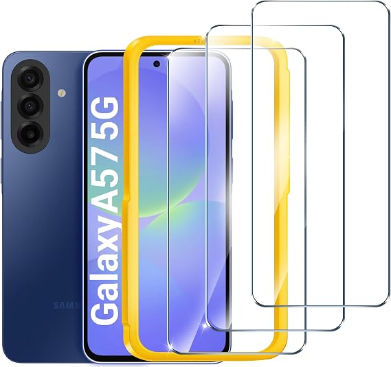 ivoler 3 Pack Screen Protector for Samsung Galaxy A57 5G 6.7-inch, with Easy Installation Tool,9H Hardness Tempered Glass, Anti-Scratch Film, Anti-Bubble