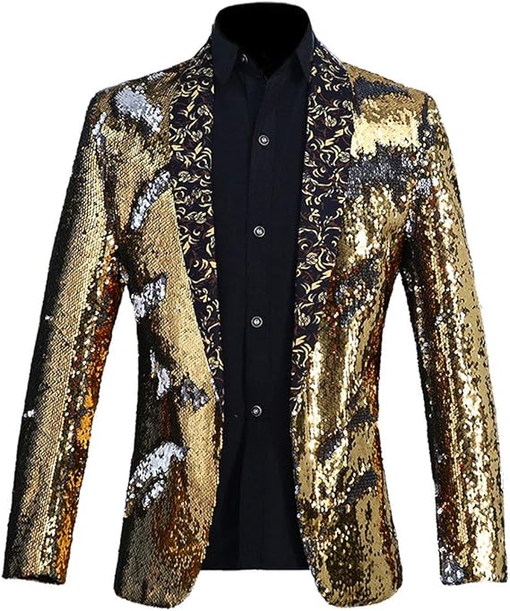 Mens 2 Colors Shiny Sequin Blazer