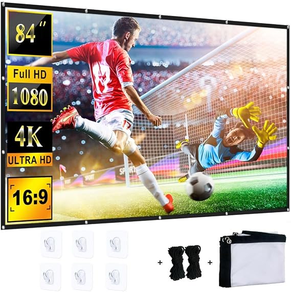 Projector Screen 84 Inch, Indoor Outdoor Projector Screen