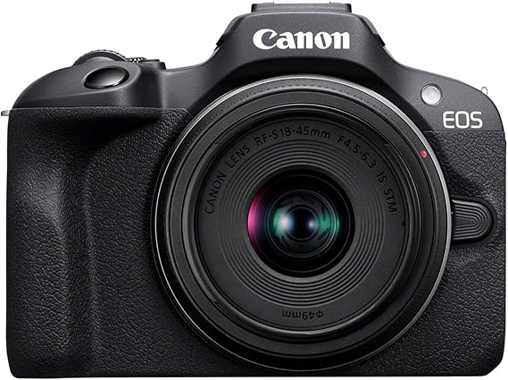 Canon EOS R100 with RF-S 18-45 mm - 24.1 MP APS-C System Camera - Dual Pixel AF 4K Video 6.5 Fps Eye & Face Detection WiFi & Bluetooth - Perfect for Capturing Precious Memories