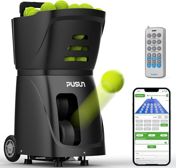 PT-Smart Tennis Ball Machine: Automatic Serve with Adjustable Speed and Angle. Durable Build, high Capacity, Remote-Controlled. Premium Training Tool for Players of All Levels.