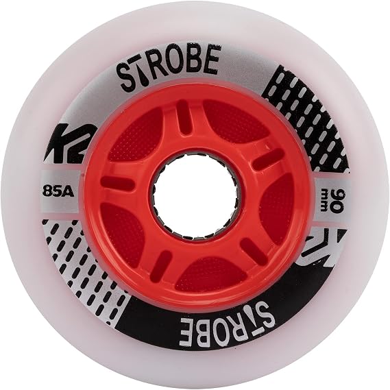 K2 Skate Unisex - Adult Strobe 90 mm 2 Pack Light Inline Skate Wheels, White