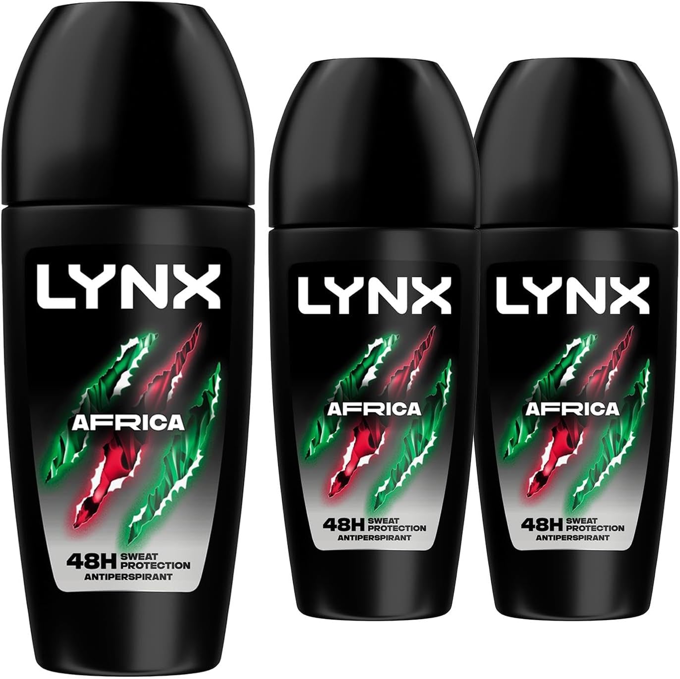 Lynx Africa Roll On 48 Hours Anti Sweat Faster Drying Anti-Perspirant with Long Lasting Sweat and Odour Protection Travel Size Deodorant for Men for All Skin Types, 50ml Pack of 3