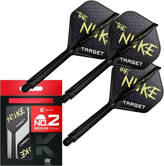 Target Darts Luke Littler K Flex Flights and Shaft System, No.2/No.6 | Pack of 3 Kflex All In One Flights, The Nuke Player Edition Darts Accessories | K-Flex Dart Stem Short/Intermediate/Medium