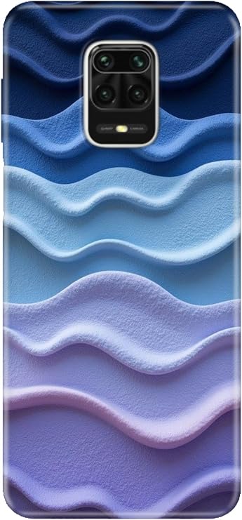 Xiaomi Redmi Note 9 Pro Max ile Uyumlu Silikon Kılıf, Mavi Ton Temalı Desenli, Darbe Emici