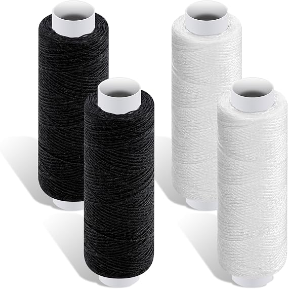 4 PCS Sewing Thread, 200 Yards Black Threads White Cotton Thread