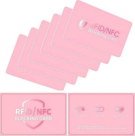 RFID NFC Blocking Card 6 Pack, Ultra Thin Debit Credit Card Protector, Anti-Theft Contactless NFC Blocker, Protects Entire Wallet Security (6)