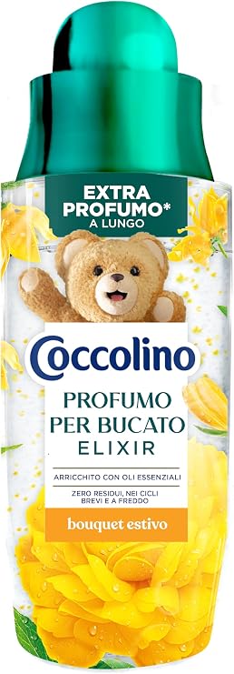 Coccolino Elixir Çamaşır Parfümü Yaz Buketi (Bouquet Estivo), Amber, Yasemin ve Portakal Çiçeği, 342 ml, Tekli