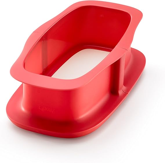Lékué Duo Rectangular Mould, Removable, Silicone + Ceramic Red, 24 cm