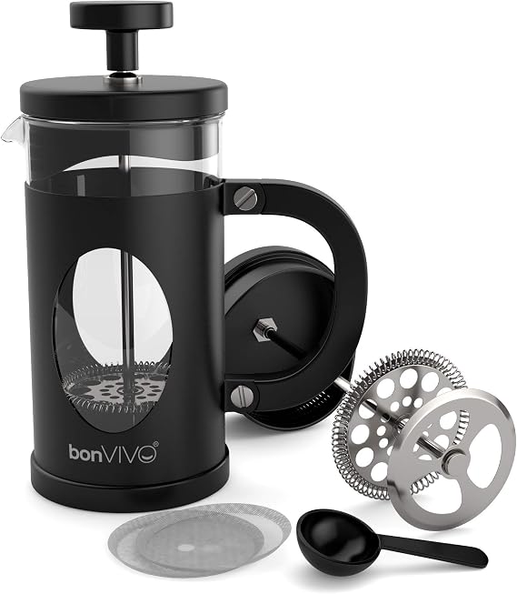 bonVIVO French Press Cafetiere 350ml Stainless Steel Black