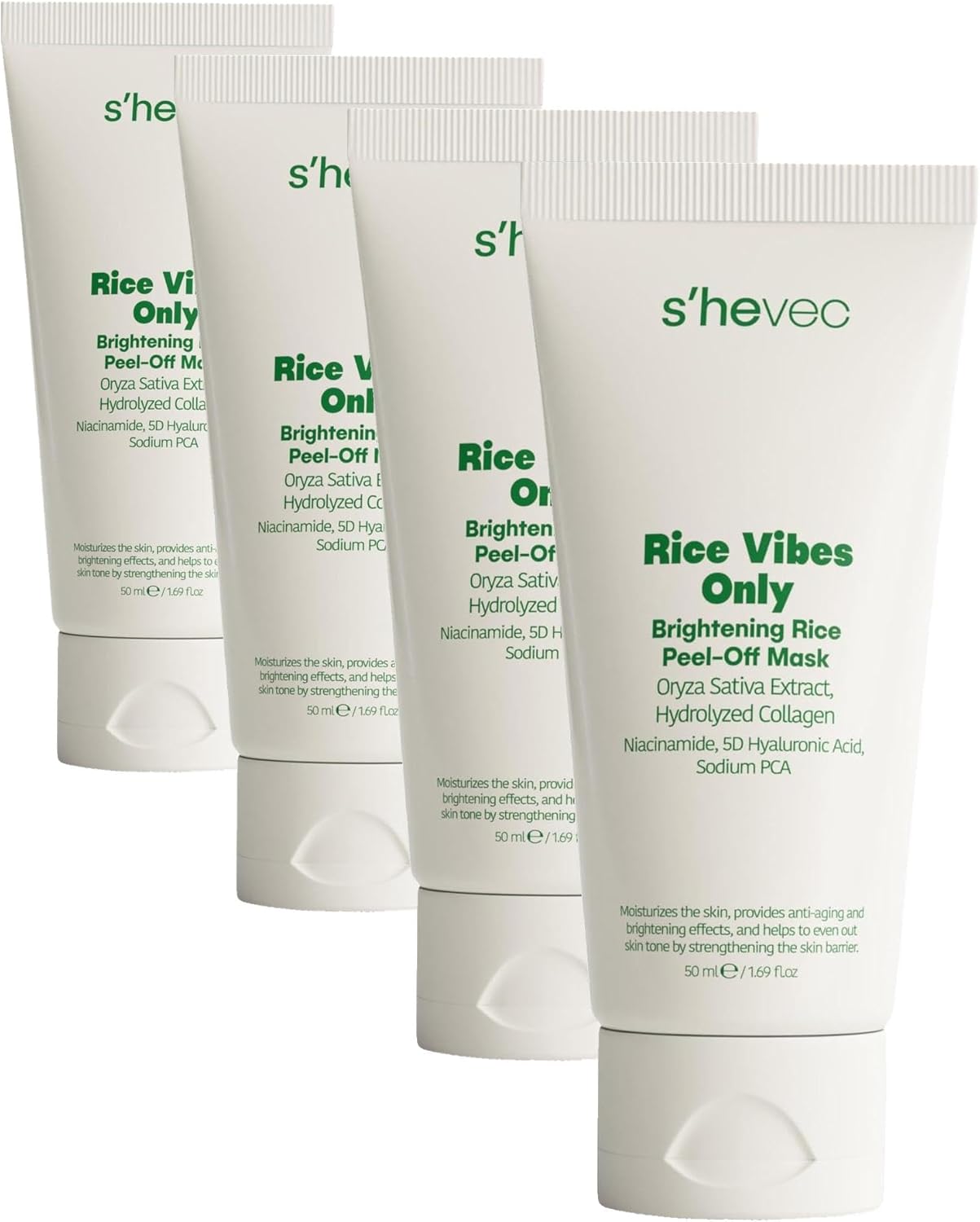 She Vec Rice Vibes Only – Aydınlatıcı Pirinç Maske (%100 Vegan) (4 paketi)