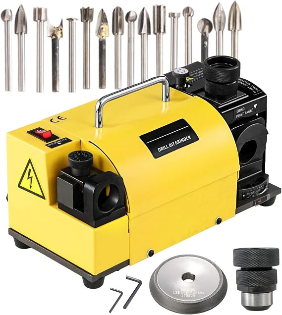 Drill Bit Sharpener Grinding Machine - Electric Multitask Sharpening Machine for 3-13mm Bits - Adjustable Angle, 11 Collets - Knife & Chisel Grinder.