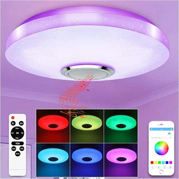 LED Ceiling Light with Bluetooth Speaker 36W Music RGB Brightness [Energy Class F]