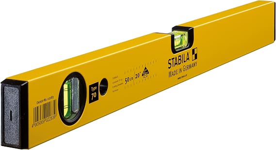 STABILA Spirit Level Type 70 50 cm Lightweight Aluminium Profile 1 Horizontal Level 1 Vertical Level Made in Germany