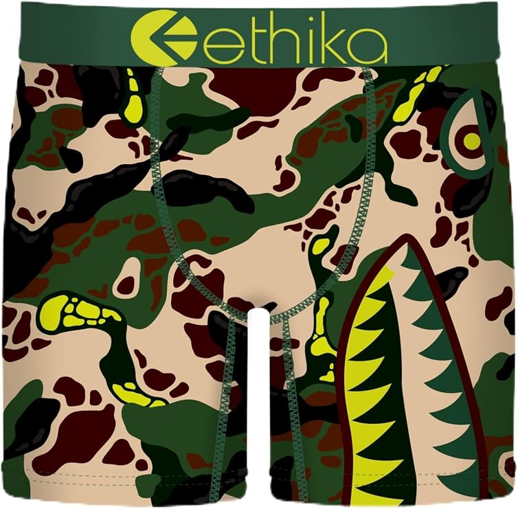 Ethika Men’s Mid Boxer Brief, 4-Way Stretch Performance Underwear - Bomber Hype