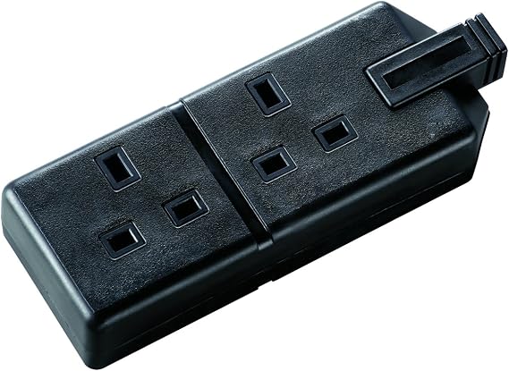 Masterplug ELS132B-01 Permaplug Two Socket Trailing Socket, without Plug and Cable, 13 Amp, Black