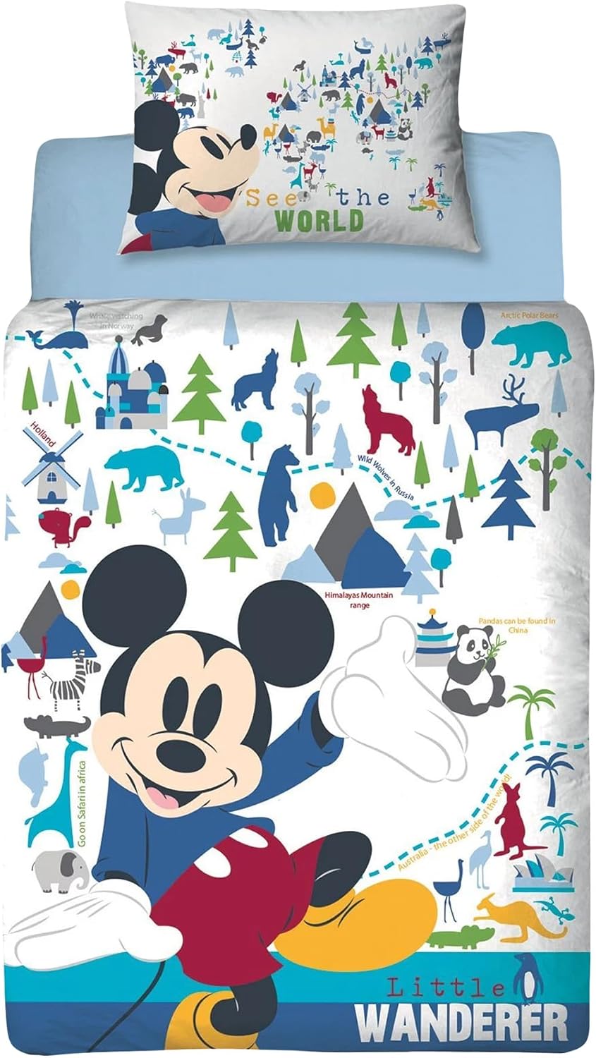 Mickey Mouse Disney Children’s Cot Bed Duvet Junior Toddler Bedding Duvet Cover | Little Wanderer Design