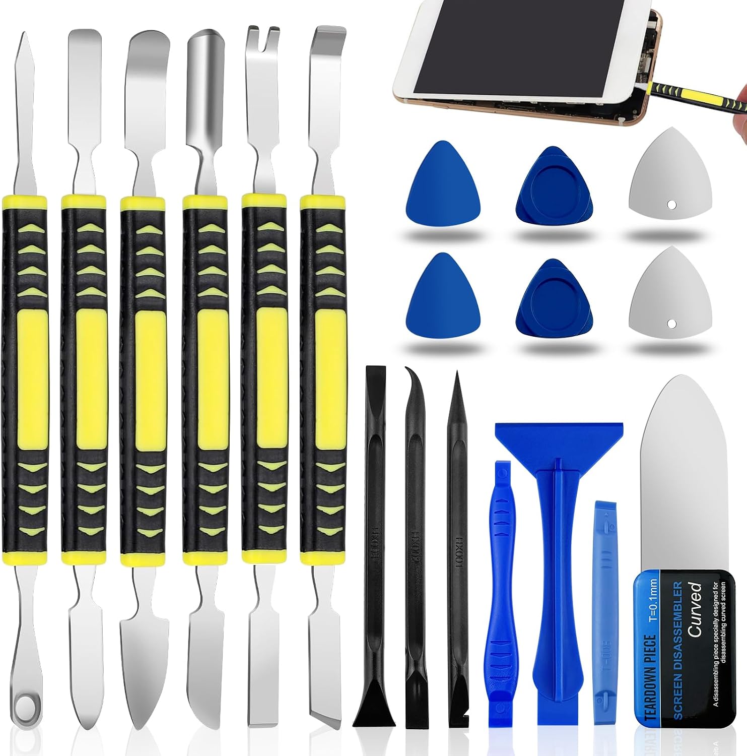 19 Piece Electronic Repair Tool Set Double Head Disassembly Tool Metal Crowbar for iPad Tablets Laptop Mobile Phone Electronic Device