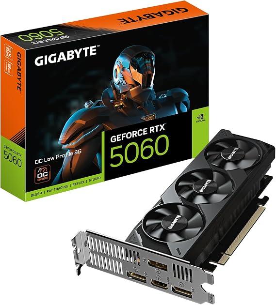 Gigabyte GeForce RTX 5060 OC Low Profile 8G Ekran Kartı - 8GB GDDR7, 128bit, PCI-E 5.0, 2512 MHz Çekirdek Hızı, 3 x DisplayPort, 1 x HDMI, GV-N5060OC-8GL