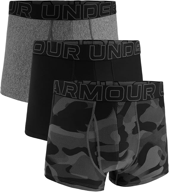 Under Armour Tech Performance Men's 3-Pack Boxer Briefs - 8cm Leg Length - Breathable, Moisture Wicking, Soft Touch, All Day Comfort