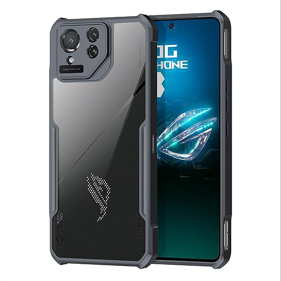 GIOPUEY Case Compatible with Asus ROG Phone 9 Pro, Hard PC + Soft TPU Cover, High Transparency, Clear Phone Case, Airbag Anti-Drop, No Yellowing - black