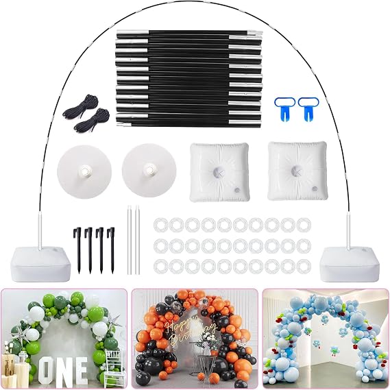 PlusFive Balloon Arch Kit,9Ft Height & 10Ft Width Adjustable Balloon Arch Stand Frame with Base for Wedding Baby Shower Birthday Party Decorations