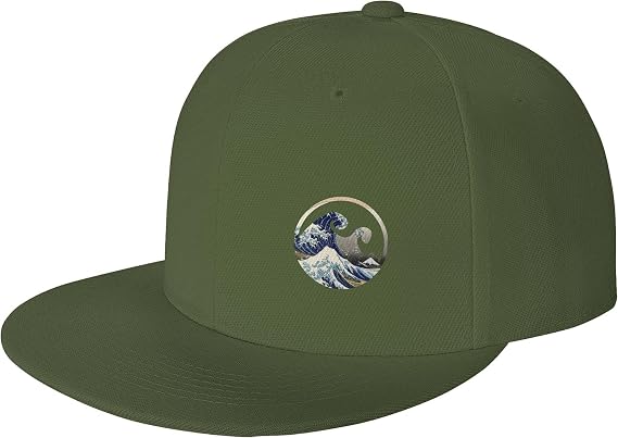 Baseball Hats Abstract Japanese The Great Wave Prints Snapback Cap Flat Bill Unisex Sun Visor Hat Fashion Baseball Cap, for Travel, Fishing, Outdoor, 55-59cm
