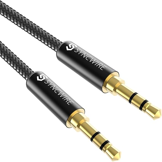 SYNCWIRE Aux Cable 3.5 mm Audio Cable - 3 m Jack Cable for Headphones, Apple iPhone iPod iPad, Echo Dot, Home/Car Stereos, Smartphones, MP3 Players and More - Nylon, Black