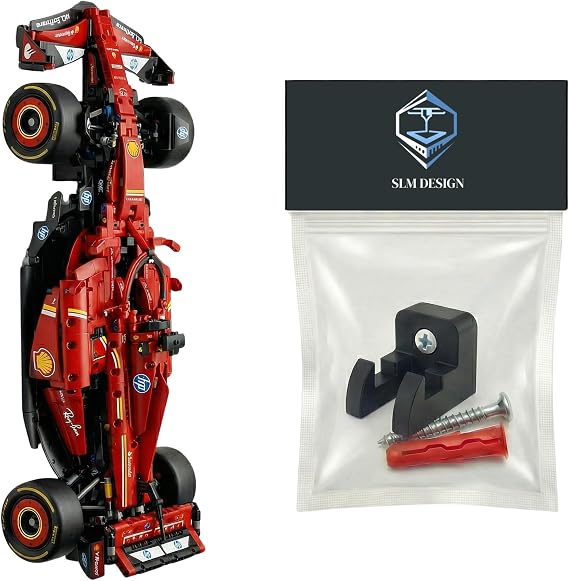 Wall Mount Compatible with LEGO F1 Technic Ferrari SF-24 Car (42207) – Floating Display Bracket, Black, Made in UK (Vertical Display Mount)
