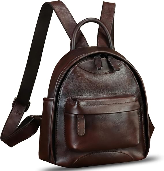Genuine Leather Backpack for Women Purse Retro Handmade Rucksack Vintage Knapsack Back Bag Casual Daypack