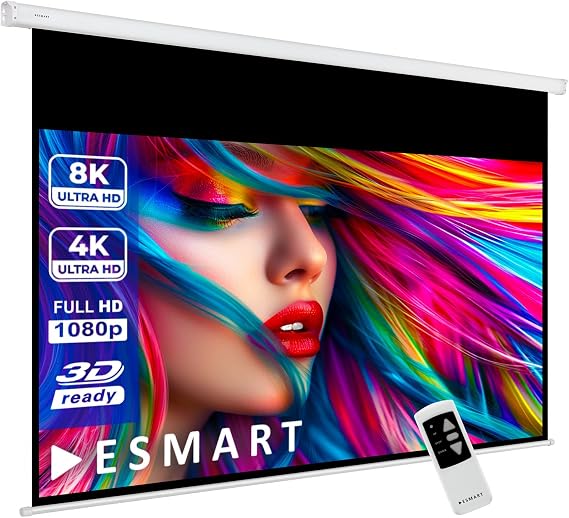 Canvas Screen Picture area 295 × 165 cm format 16:9 white cloth for home cinema and presentations includes remote control