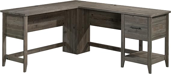 Sauder Summit Station L-Desk, L: 58.66" x W: 66.46" x H: 29.02", Pebble Pine Finish