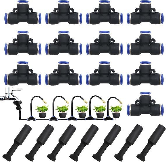 CESFONJER 20 Pieces Quick Link Kit, Assortment Pneumatic Accessories Includes Quick Coupling T-Bar Fittings, Choke with Push-in Fitting, Suitable for Pneumatic Tools (8mm)