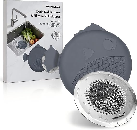 WOKDADA Reversible Kitchen Sink Plug Strainer & Stopper Set, Universal Fit