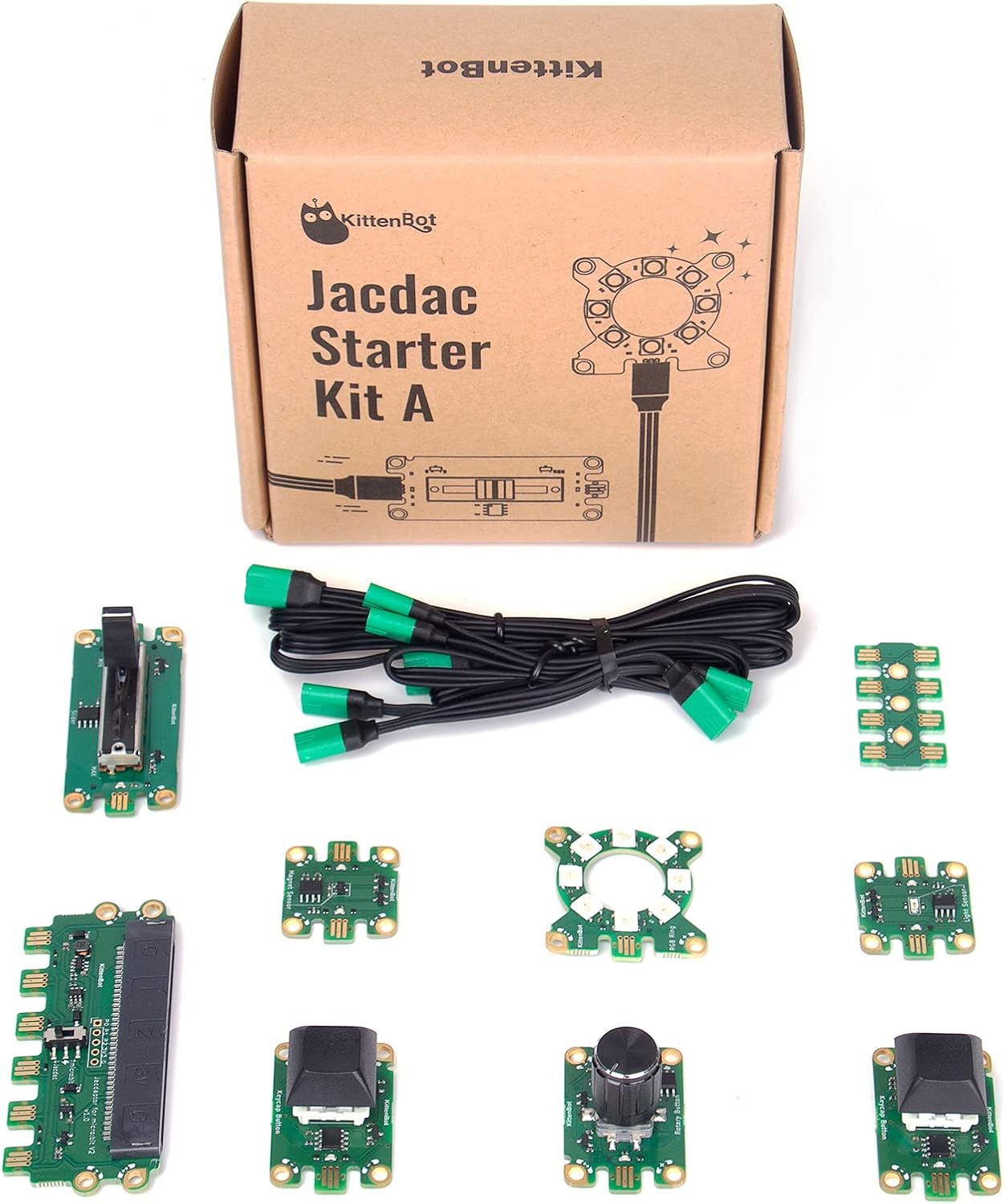 KittenBot Jacdac Starter Kit A with Jacdaptor for Micro:bit V2, Connect and Code Electronics Instantly, for Microsoft Makecode ArcadeWithout Micro:bit