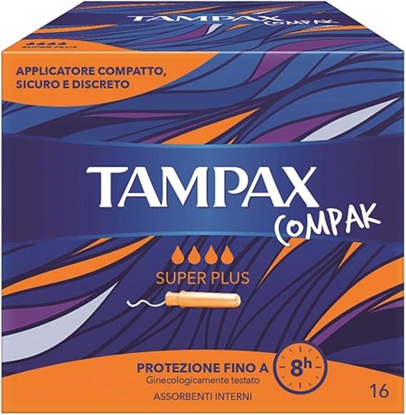 Tampax Compak Super Plus, White, 120 Gram, Pack of 16 Swabs