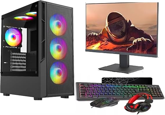 ASC Intel Core i7 Gaming PC Bundle • GT1030 2GB GPU • 8GB RAM • 512GB SSD + 500GB HDD • 22" Monitor • RGB Case Black 6 Fan • WiFi • Windows 11 • 500W 80+ PSU – High-Performance Desktop Computer